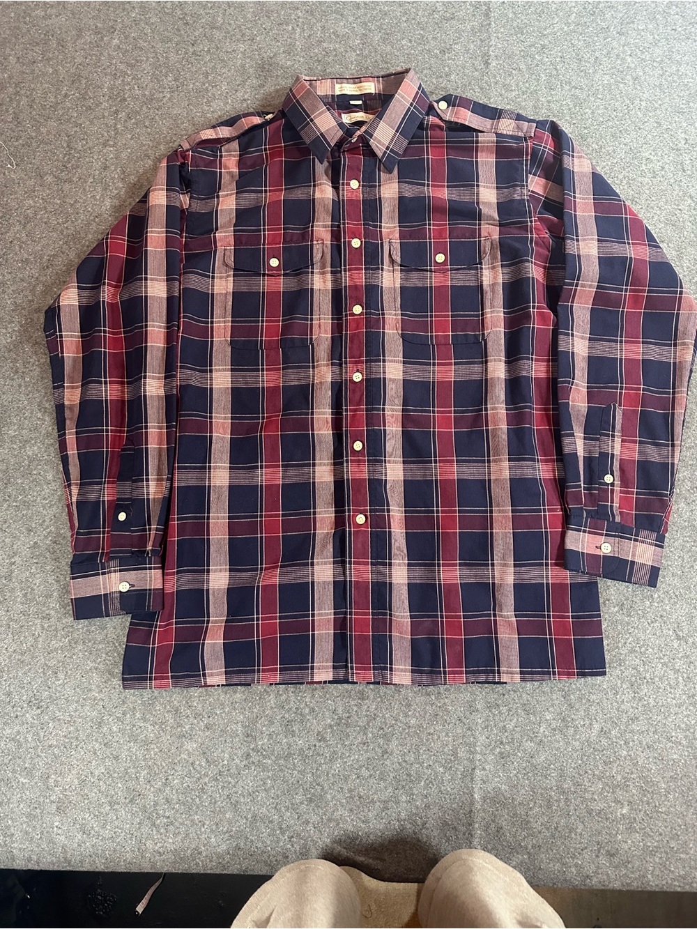 Vintage Dior Men's Blue Plaid Button-Down Shirt